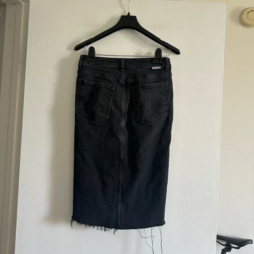 Boyish Washed Black Moonfleet High Rise Button Fly The Andy Denim Midi Skirt - Picture 4 of 9